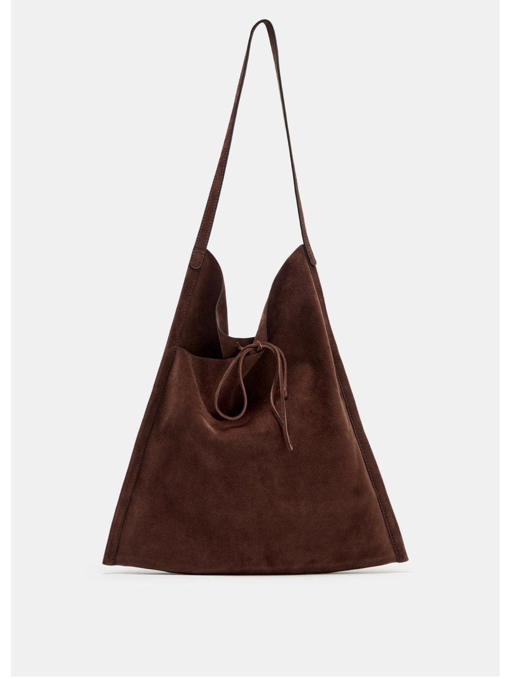 Zara Suede Leather Flat Hobo Shoulder Bag - Brown Original price $189 - Picture 3 of 7